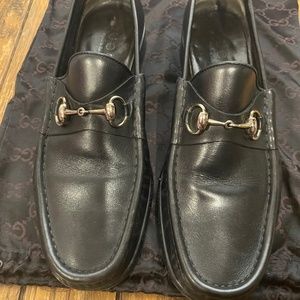 MEN'S GUCCI 1953 HORSEBIT LOAFERS BLACK LEATHER SIZE 10.5